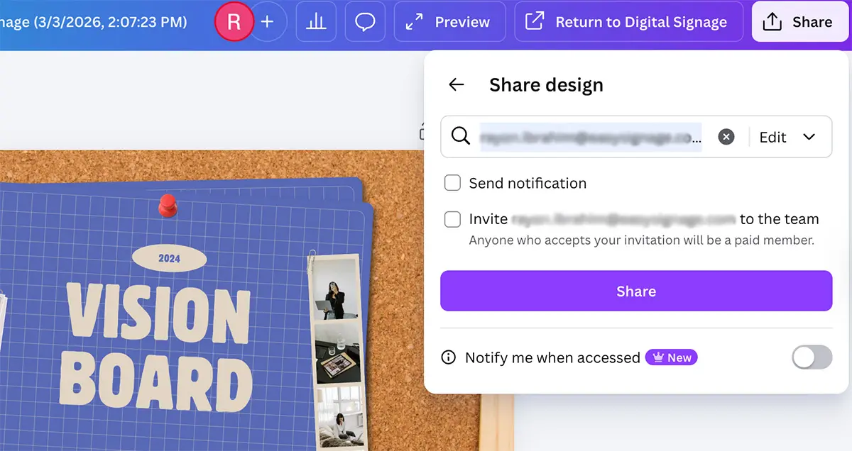 Share Canva Design