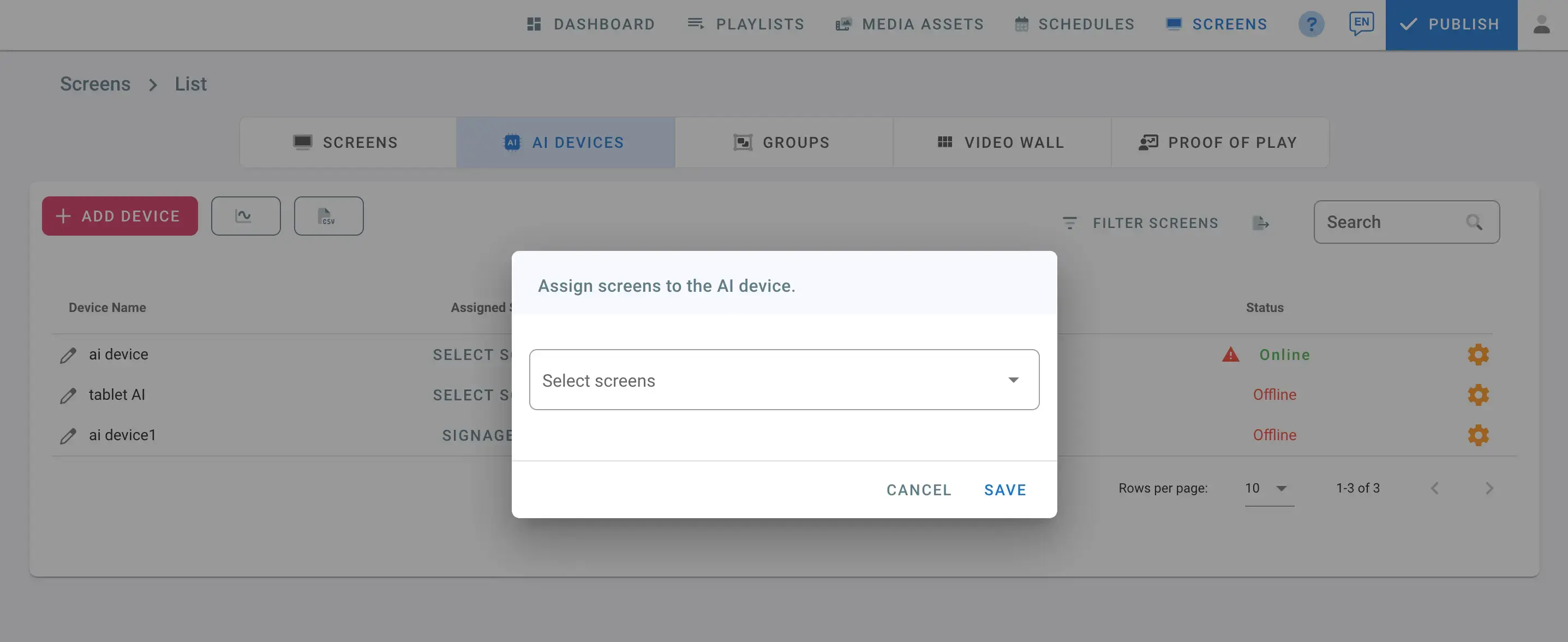 Select Digital Signage Screen