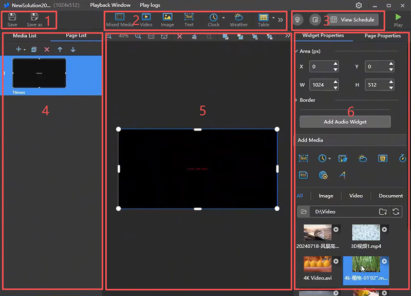 ViPlex Express - Widget tab
