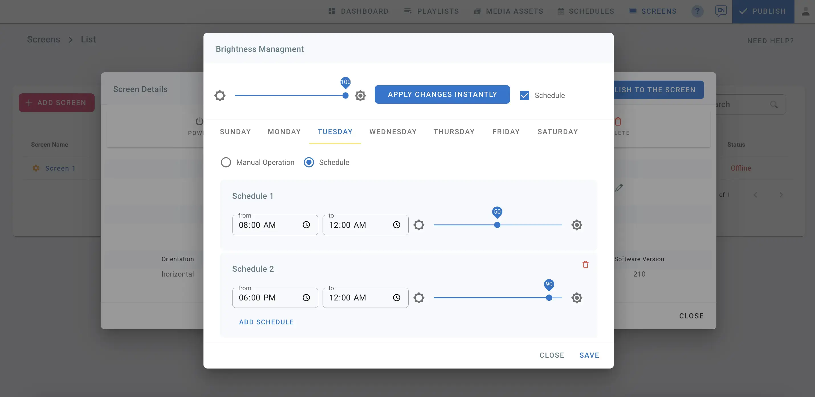 Schedule Brightness Management